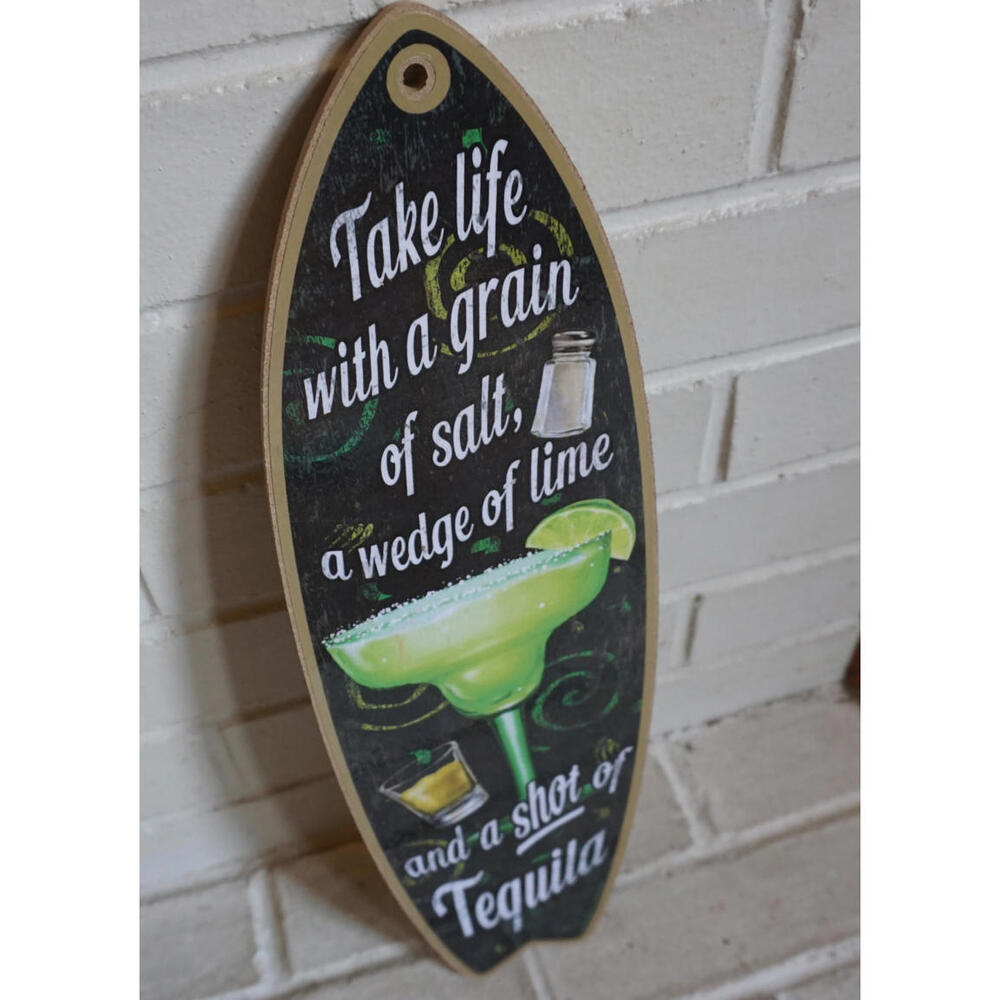 Margarita Surfboard Sign – Tiki Bar Cantina Tropical Island Beach Kitchen Decor